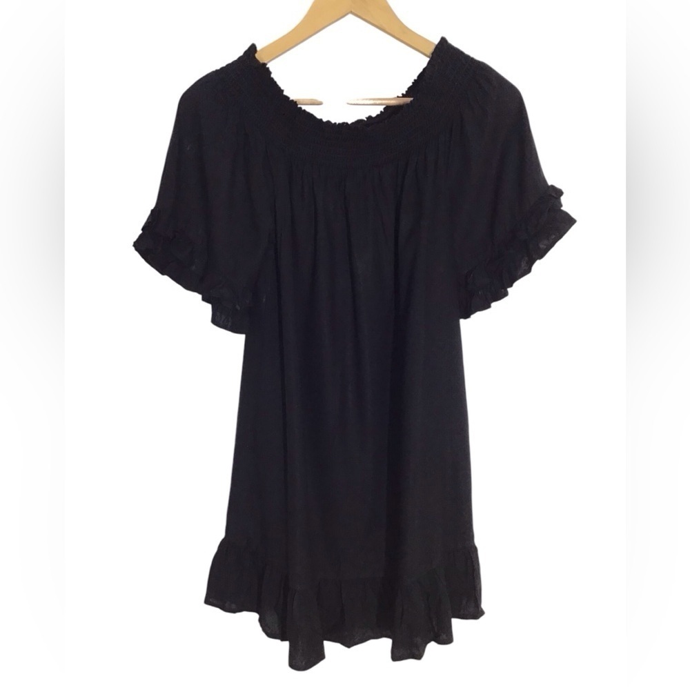 Boston Proper Black Off Shoulder Ruffle Sleeve Mini Dress Women’s Size XS
